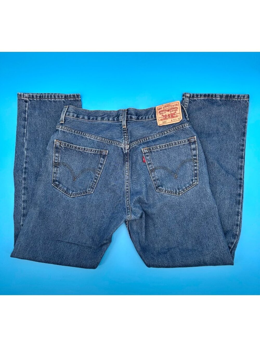 LEVIS 505 REGULAR FIT MENS BLUE DENIM JEANS W34 L32 Straight Leg